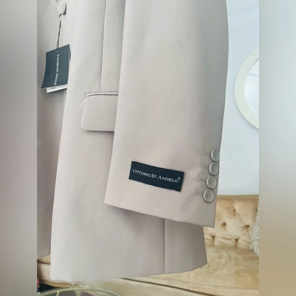 NEW Mens Vittorio St. Angelo Beige Cream 3 Button Suit Pants Size 42R 36W NWT